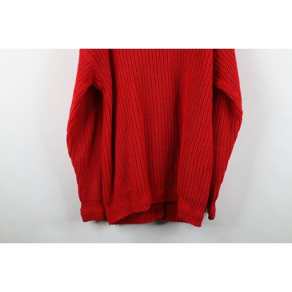 Vtg 90s Streetwear Womens Medium Faded Chunky Ribbed Knit Baggy Cardigan Sweater - Picture 9 of 9